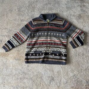 Embroidered Multicolor Knit Zip Up